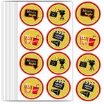 Movie Night Party Circle Stickers，Round Self Adhesive Cinema Theater Hollywood Themed Birthday Party Stickers (96 Pcs)