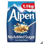 Alpen No Added Sugar Muesli - High in Fibre - Low in Saturated Fat - Blend of Wholegrain Oats & Wheat - 1.1kg