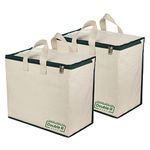 DOUBLE R BAGS Canvas Reinforced Cotton Handles with Multipurpose Clothes Storage Organizer For Grocery vegetable shopping and Covers Zip Bags (Green) -Pack of 2