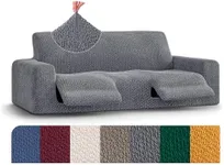 PAULATO BY GA.I.CO. Recliner Sofa Cover - Reclining Couch Slipcover - Soft Polyester Fabric Slipcover - 1-Piece Form Fit Stretch Furniture Protector - Velvet Collection - Grey (Recliner Sofa)