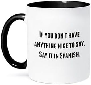 3dRose If You Don't Have Anything Nice to Say It in Spanish Ceramic Mug, 1 Count (Pack of 1), Black