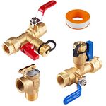 3/4-inch EFIELD Isolator Tankless Water Heater Service Valve Kit, with Pressure Relief Valve and Lead Free Brass