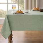 Decorelia Dirty-Repel Linen Party Rectangle Tablecloth, Wipeable Anti-Scratches Table Cloth Waterproof Table Cover for 6 Foot Table, Dining Coffee Table (Oblong,60 x 84 inch (Rectangular), Sage Green)