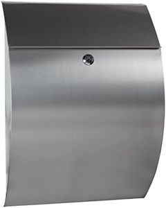 Contemporary - Large - Locking - Wall Mount Mailbox - Secure - Modern - Rustproof - Letter Box Mail (Stainless Steel)