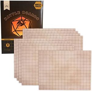 GSM Brands Battle Mat with Grid for Role Playing Game - 9 Pack Mega Pack Andvari Battle Boards
