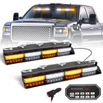 HLauto 604N Emergency Dash Strobe Lights w/Controller: 2x16.8 inch Amber White Security Light w/Take Down, 48 LED Safety Flashing Warning Hazard Interior Windshield Light Bar for Truck Vehicle