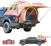 Umbrauto Truck Bed Tent with Awning: 6.4-6.7FT PU3000mm Waterproof Tailgate Pickup Truck Tents, Easy Set-up for 2 Person, Fits Full Size Short Bed, Chevy, Dodge, Ford, GMC, Brown