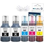 LCL T542 542 Ink Refill Bottles High Capacity Replacement for ET-5150 ET-5170 ET-5180 ET-5850 ET-5800 ET-5880 ET-16600 ET-16650 ST-C8000 ST-C8090 Printer (5-Pack,2Black/Cyan/Magenta/Yellow)