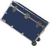 C&N Footlockers - XL Graduate Storage Trunk w/Wheels - Made in the USA - STEEL Footlocker for College Dorm Room & Summer Camp - 32 x 18 x 18.5 Inches (Navy)