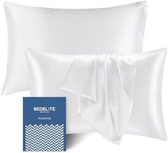 BEDELITE Satin Pillowcase for Hair and Skin, Super Soft and Cooling Similar to Silk Pillow Cases 2 Pack with Envelope Closure, Gift for Women Men(51 x 76 CM, Standard Size, White)