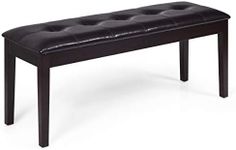 Giantex Dining Room Bench W/Comfortable Padded Seat, Large Weight Capacity and Solid Wood Leg, Multipurpose for Bedroom Living Room, Dining Room, Hallway Tufted Bench (Brown)