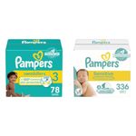 Pampers Swaddlers Active Baby Diaper Size 3 78 Count & Baby Wipes Sensitive Perfume Free 4X Pop-Top Packs, 336 count (Pack of 1)