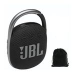 JBL Clip 4 Portable Bluetooth Speaker - IP67 Waterproof, Dustproof, 10 Hours Playtime, Integrated Carabiner, Ultra-Portable Design, Bold Style, Rich Pro Sound, Includes Pouch (Black)