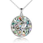 Sterling Silver Owl Tree of Life Necklace Owl Pendant Jewelry Gifts for Women