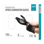 EUROPAPA® 100 x Nitrile Gloves Box Disposable Gloves, Examination Gloves, Powder-Free, Latex-Free, Non-Sterile, Latex-Free, Disposable Gloves (S, Black)