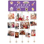 Purple Friends TV Show Clip Photo Holders - Friends TV Show Decor Hanging Photo Display Merchandise Gifts, Friends Themed Picture Frame Collage Board with 24 Colorful Wooden Clips, 15.7" × 6" × 0.32"