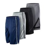 Essential Elements 4 Pack: Men's Dry-Fit Sweat Resistant Active Athletic Performance Shorts, Set B, Medium