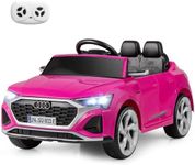 COSTWAY 12V Electric Kids Ride on Car, Licensed Audi Toy Vehicle with Remote Control, LED Headlight, Music, Battery Powered Ride on Gift for Boys Girls (Pink)