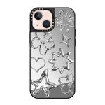 CASETiFY Mirror iPhone 13 Mini Case [Reflective / 4.9ft Drop Protection/Compatible with Magsafe] - Chrome Doodles - Silver On Black