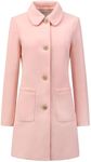 Allegra K Women's Turn Down Collar Single Breasted Winter Outwear Trench Coat Pink Medium