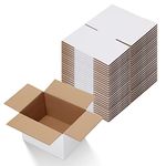 Calenzana 25 Pack 8x6x4 Shipping Boxes, White Corrugated Cardboard Box for Mailing Packing Gifts