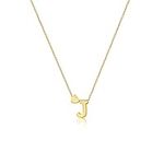 JECOMY Dainty Initial Necklaces for Women 14K Gold Plated Heart Letter Necklace Personalized Initial Heart Pendant Necklace J Necklace Tiny Letter Name Necklaces Christmas Gift for Girls