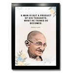 Kagaz Kala - Famous Personalities Digital Print with Motivation Quotes - Framed Quotes Poster - 13x10 Inches Synthetic (Mahatma Gandhi - A man is product)