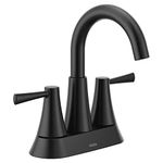 Moen Ronan Matte Black Two-Handle 4" Centerset Modern Bathroom Faucet with Push-Down Drain, 84022BL