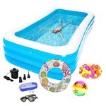 Majik Large Size 10 Feet Swimming Pool Bathing Tub for Family Kids Or Adults (Free Electronic Pump, 1 Swimming Ring, 140 Pcs Balls, 1 Beach Ball, Goggles)