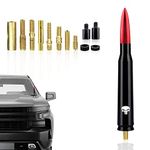 Gseigvee Pack-1 Car Bullet Antenna, 5.4" Skull Antenna Pole for GM Chevy Silverado 1500 2500 3500 HD Avalanche GMC Sierra 1500 2500 3500 Denali Heavy Duty Pickup Trucks Accessories (Red)