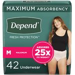 Depend Fresh Protection Adult Incontinence Underwear for Women (Formerly Depend Fit-Flex), Disposable, Maximum, Medium, Blush, 42 Count