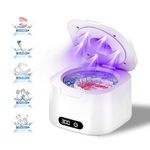Upgraded Ultrasonic Retainer Cleaner Machine, 49kHz Ultrasonic Denture Cleaner for Mouth Guard, Night Guard, Braces, Aligner, Toothbrush Heads, Jewelry and More, 4 Speed Digital Timer, 340ML Capacity