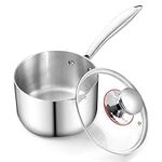 HaWare 2QT Saucepan with Lid, Tri-Ply Stainless Steel Sauce Pan, Induction Small Cooking Pot, Milk Pan, Heavy Duty Cookware, Compatible with All Heat Sources, Healthy, Oven Safe & Dishwasher Safe