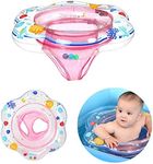 XQMMGO Baby Swimming Ring Float, Swimming Pool Bathing Accessories for Children, Toddlers and Infants, Inflatable Swimming Ring with Seat for Babies Aged 6-36 Months 52cm (Pink)