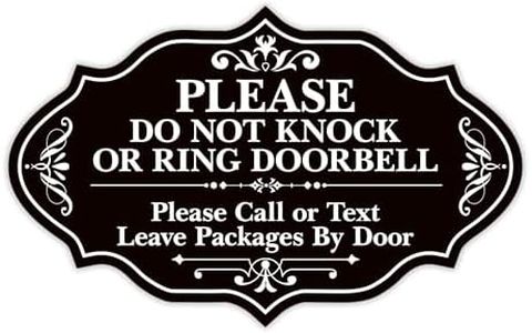 Do Not Knock or Ring Doorbell Sign，Self-Adhesive Waterproof Modern Design Leave Packages Here Sign, No Soliciting Sign for Doorbell, House, Home, Business Decor(Black)