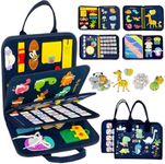 Qizfun Busy Board Book Montessori Toys for 1 2 3 4 Year Old, Boy Birthday Gifts, Educational Sensory Learning Toys for Toddlers 1-3, Car Airplane Travel Activities Toys for Kids Ages 2-4 Year Old
