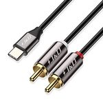 J&D USB C to 2 RCA Audio Cable, USB Type C Male to 2 RCA Male Stereo Audio Converter Y Splitter Cable for Home Theater, DVD, Amplifier, Speaker, Compatible with Samsung Galaxy S22 S21 Note 20, 2 Meter