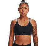 Under Armour Infinity Covered Mid Sport Bra, Women Black, Black / Black / Jet Gray (001), LG