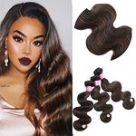 Lovenea Brown Highlight Ombre Body Wave Human Hair Weave 3 Bundles 12 14 16 inch Brazilian 100% Remy Human Hair Weft Extensions(FB30, 12 14 16)