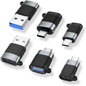 AreMe USB C Adapter (6 Pack), Micro Male to Female, 3.0 Type-C Female Converter Connector Black and Grey