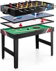 GYMAX 49" Multi Game Table, 4 in 1 Game Table with Foosball Table, Pool Billiards, Air Hockey & Table Tennis, Complete Combination Game Table for Family Game Room