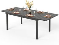 PHI VILLA Expandable Outdoor Dining Table for 6-8, Rectangle Metal Wrought Iron Extendable Table, Large Dining Furniture for Patio, Yard, Porch, Deck