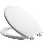 Mass Dynamic Soft Close Toilet Seat with Quick Release for Easy Cleaning Loo Seats, Easy Top Fixing White Toilet Seats with Adjustable Hinges, Standard Oval Toilet Seat…