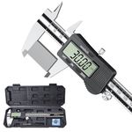 Digital Vernier Caliper, Preciva 150mm Electronic Precision Calipers Measuring Tool with LCD Screen, Micrometer Stainless Steel with Mm/Inch Conversion, Splash Resistant, Silver and Black