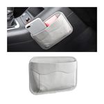 Car Seat Side Pocket Organizer, PU Leather Mini Storage Bag for Auto Door Window Console, Pen Phone Holder Tray Pouch Vehicle Seat Gap Filler, Fits to Organize Document, Registration, Notepad (White)