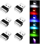 Ziciner 6 PCS USB LED Car Interior Atmosphere Lamp, Portable Mini LED Night Light, Plug-in USB Interface Trunk Ambient Lighting Kit, Universal Interior Accessories for Most Vehicles (6 Color)