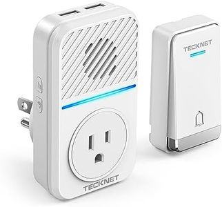 TECKNET Wireless Doorbell, IP65 Waterproof Door Bells for Home with 2 USB Ports, Door Bell Ringer Wireless with 60 Chimes, 5 Adjustable Volume and 1300Ft Range for Classroom Office Bedroom (White)