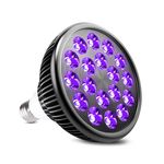 Black light Bulb, KINGBO 36W UV LED Blacklight E26 PAR38 Glow in The Dark Light, 395nm LEDs Super Bright for Blacklight Party Birthday Wedding DJ Stage Dance Floor Lighting (Metallic Black)