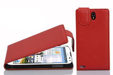 Cadorabo Case Compatible with Huawei Ascend G610 in Candy Apple RED - Flip Style Case Made of Structured Faux Leather - Wallet Etui Cover Pouch PU Leather Flip