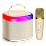 JYX Dual Speaker Stereo Bluetooth Karaoke Speaker with Wireless Microphone for Kids, Small Sound Bar Party Speakers, Extra Long Battery Life of 8 Hours, 2 Sound Modes, 5 Voice Effects, Birthday Gifts